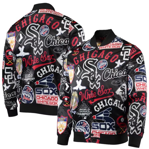 Men's Chicago White Sox Pro Standard Black Allover Print Satin Full-Snap Jacket - Picture 10 of 10